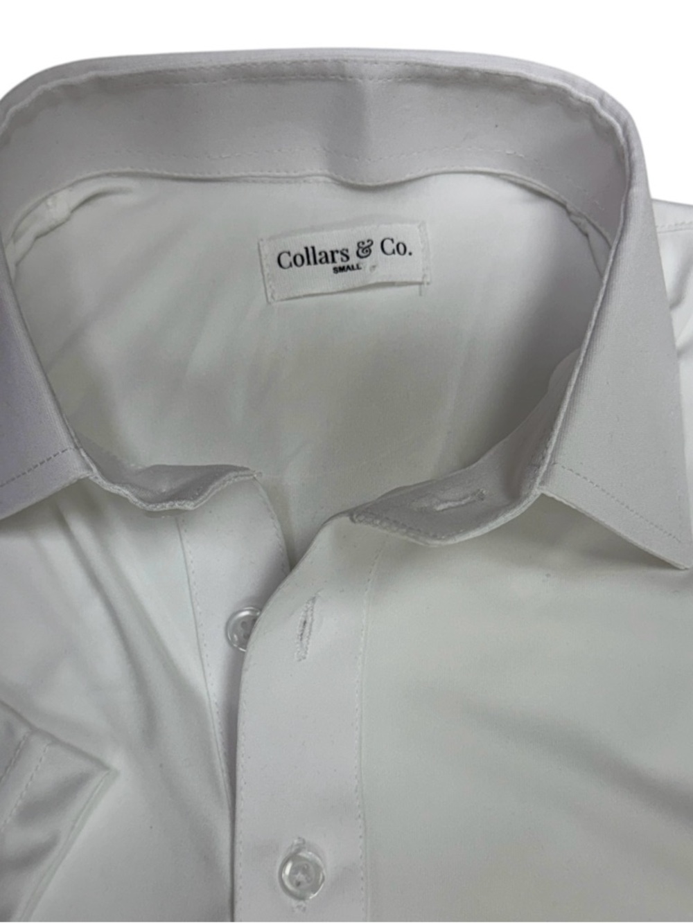Collars & Co Polo Shirt Mens Small White Dress Collar Performance Golf Stretch